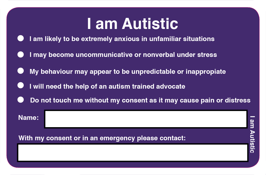 ARGH Autism Alert Card ARGH